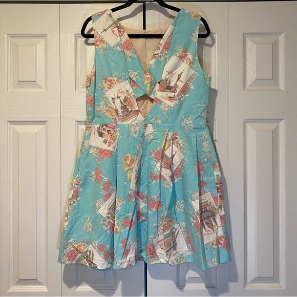 NWOT Oasis London Limited Edition Teal Pink Cotton Summer Dress - Picture 10 of 16